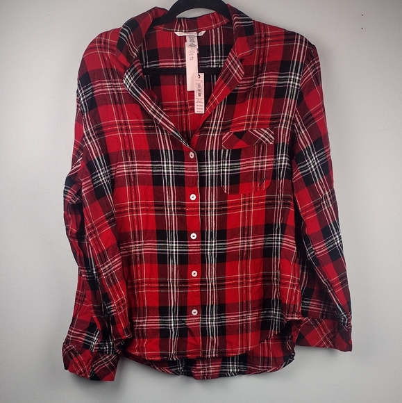 New! NWT Victoria's Secret Red Plaid Shirt - Picture 3 of 7